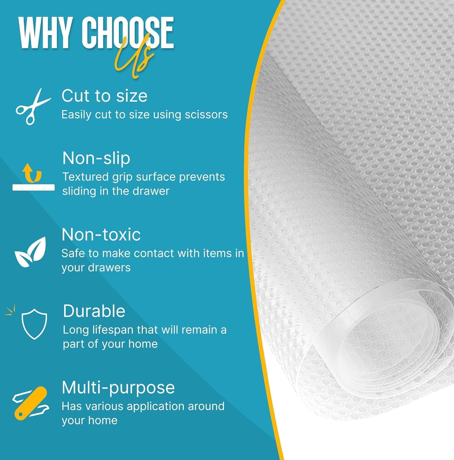 Kitchen Drawer Liners by Linda’S Essentials (30 X 200 Cm) - Non-Slip Cupboard & Fridge Mats, Protects from Spills, Multi-Use Shelf & Cabinet Liner, Great Kitchen Accessory (Clear)