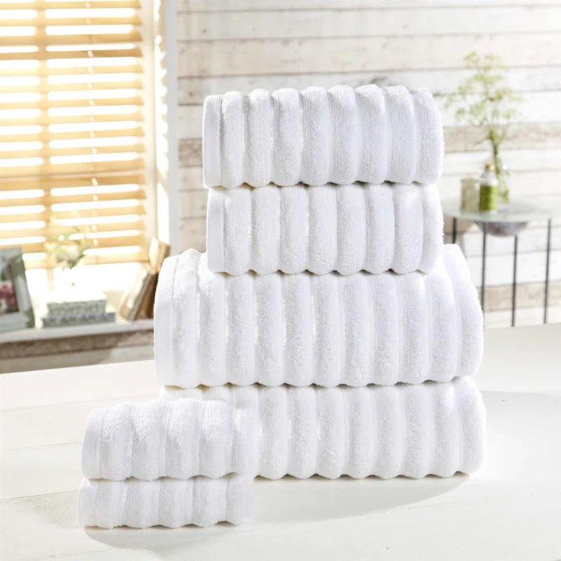 Asata 100% Cotton Ribbed Bath Towels - Set of 6