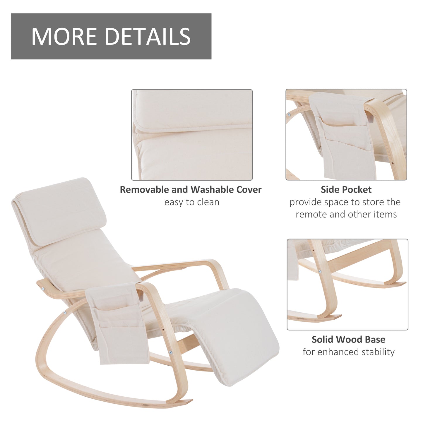 Modern Rocking Lounge Chair Recliner with Adjustable Footrest