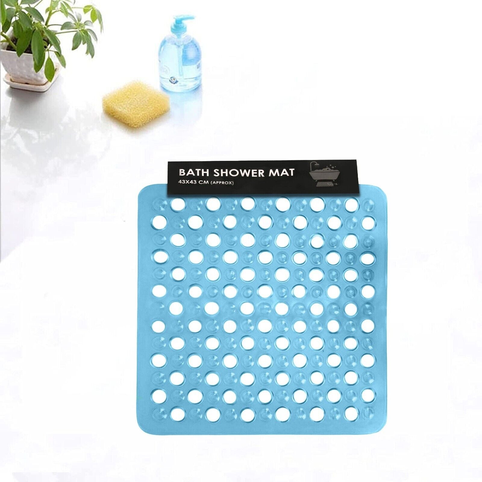BATH SHOWER MAT NON SLIP PVC BATHROOM RUBBER MATS anti SLIP SUCTION 43 X 43 Cm