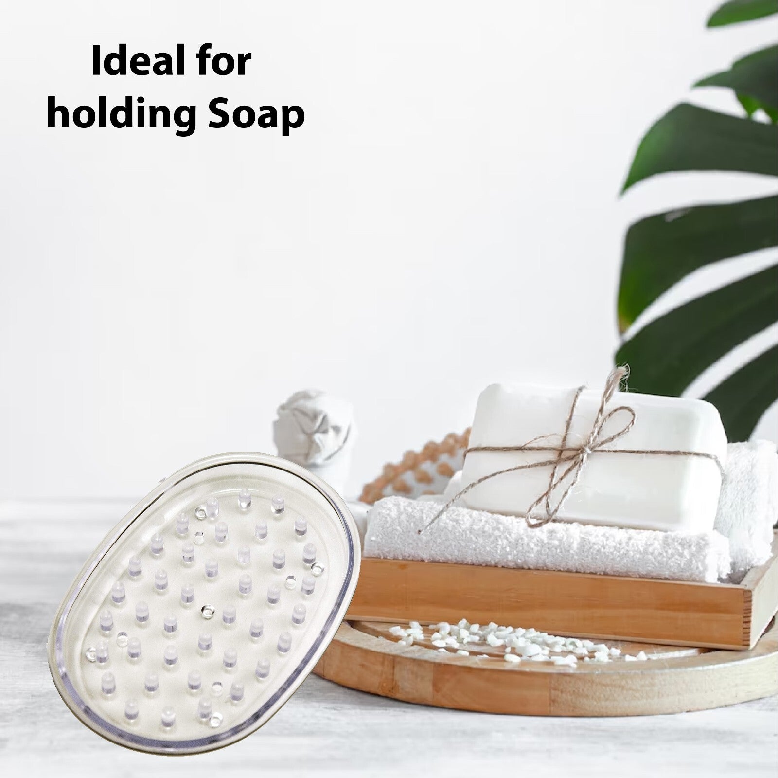 Clear Plastic Soap Holder Dish Drip Tray-Raised Ridges Allow Soap to Tray