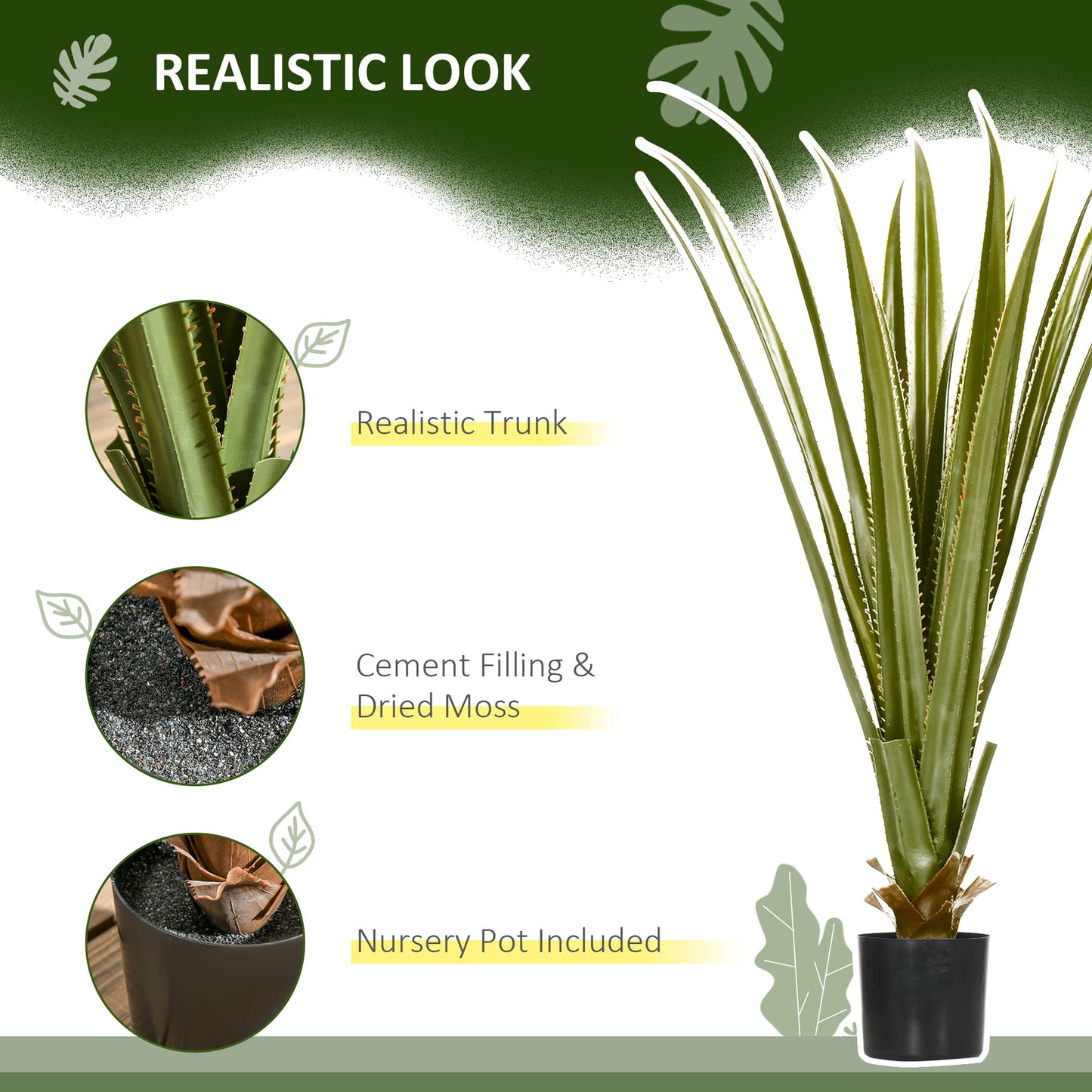 Decorative Artificial Plants Agave, Indoor Outdoor Potted Fake Plants