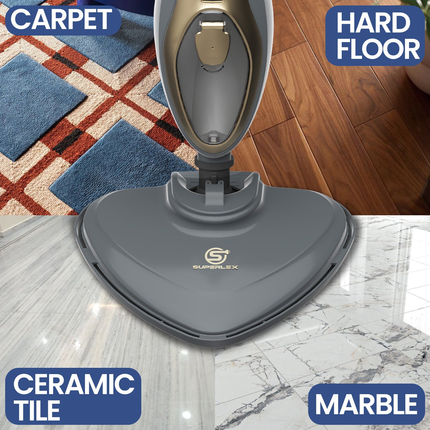 15-In-1 Hot Steam Mop Upright & Handheld Hard Floor & Carpet Steaming Cleaner