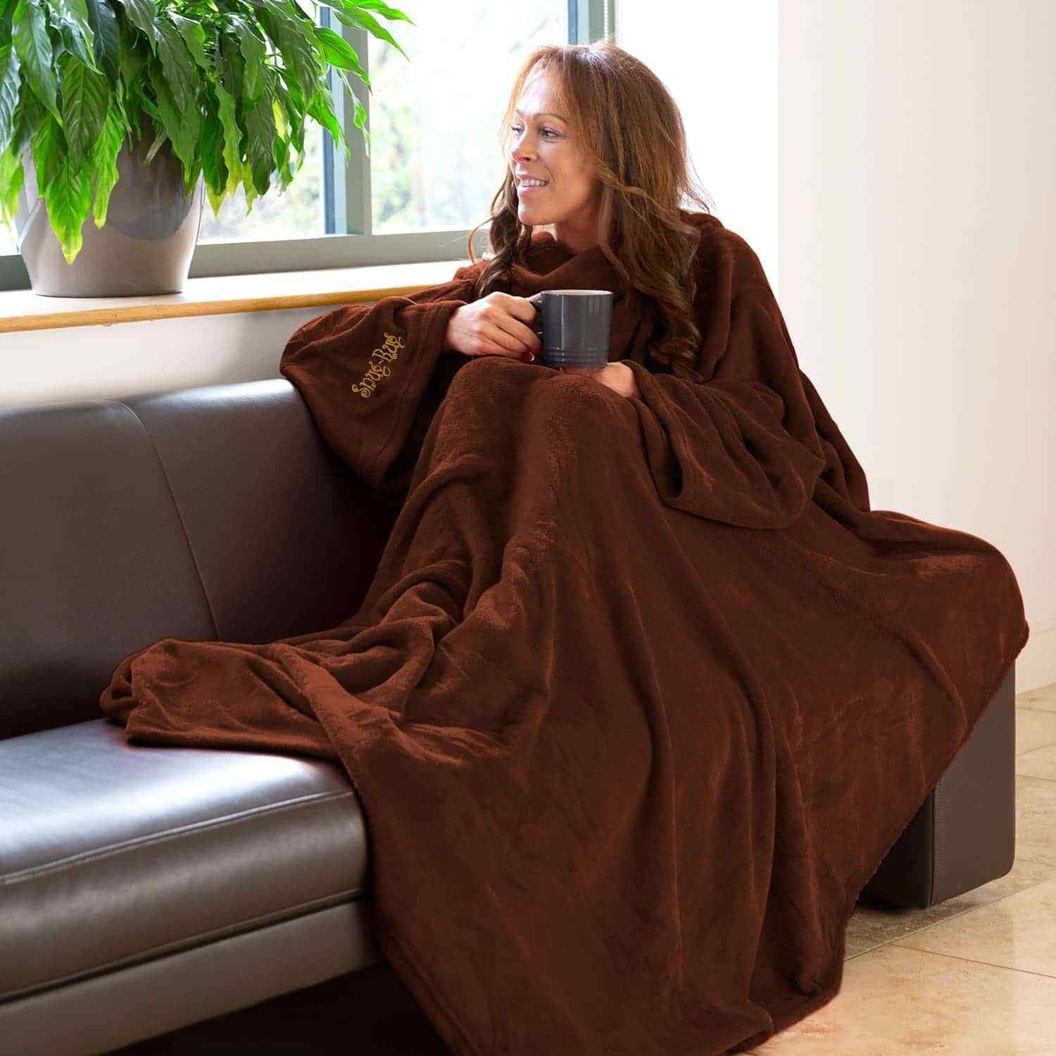 Genuine Snug Rug DELUXE ™ ADULT Cosy Warm SLEEVED Arms Blanket Fleece Official