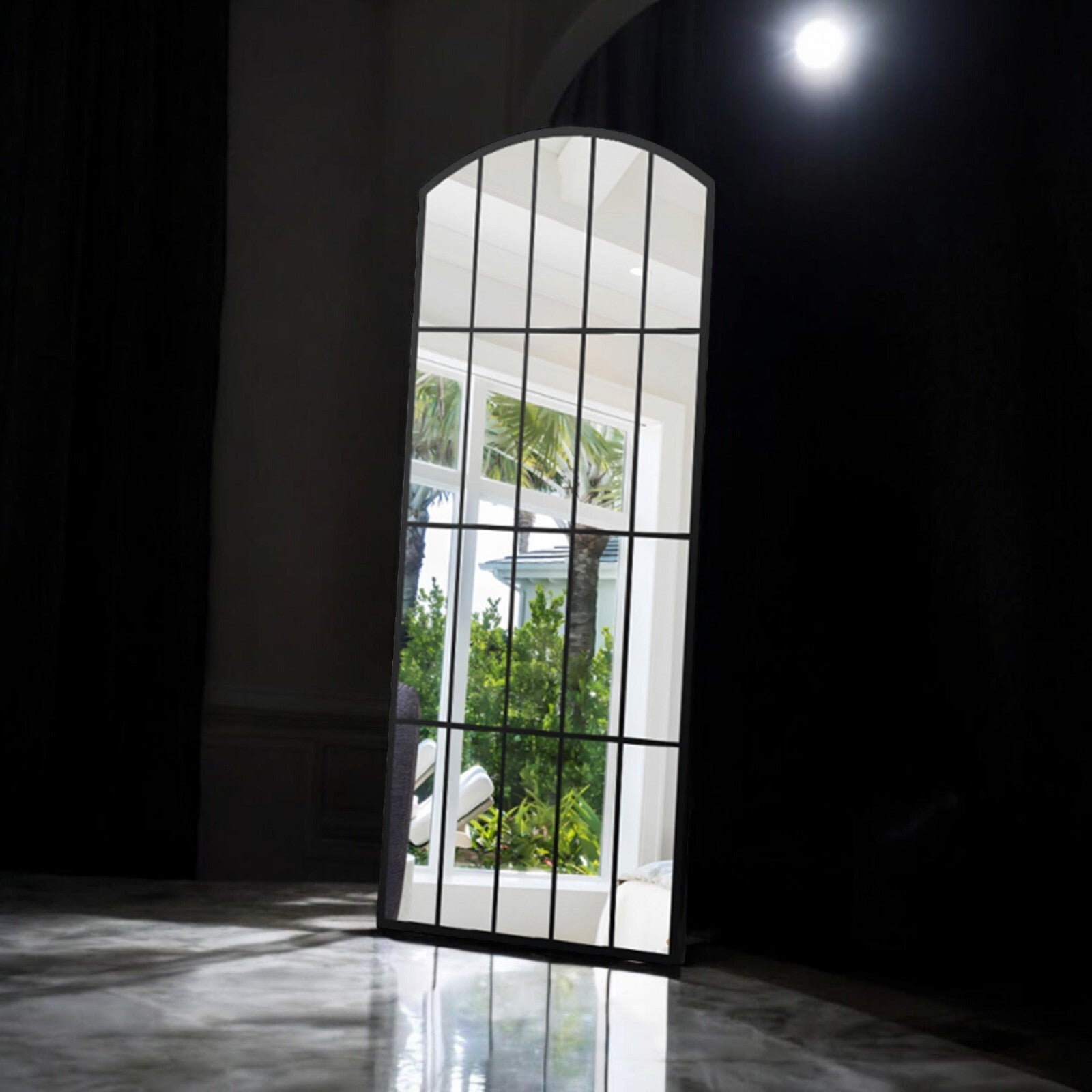 Framed Arched Mirror Wall Mounted Cast Iron Large Mirror Indoor Outdoor Garden