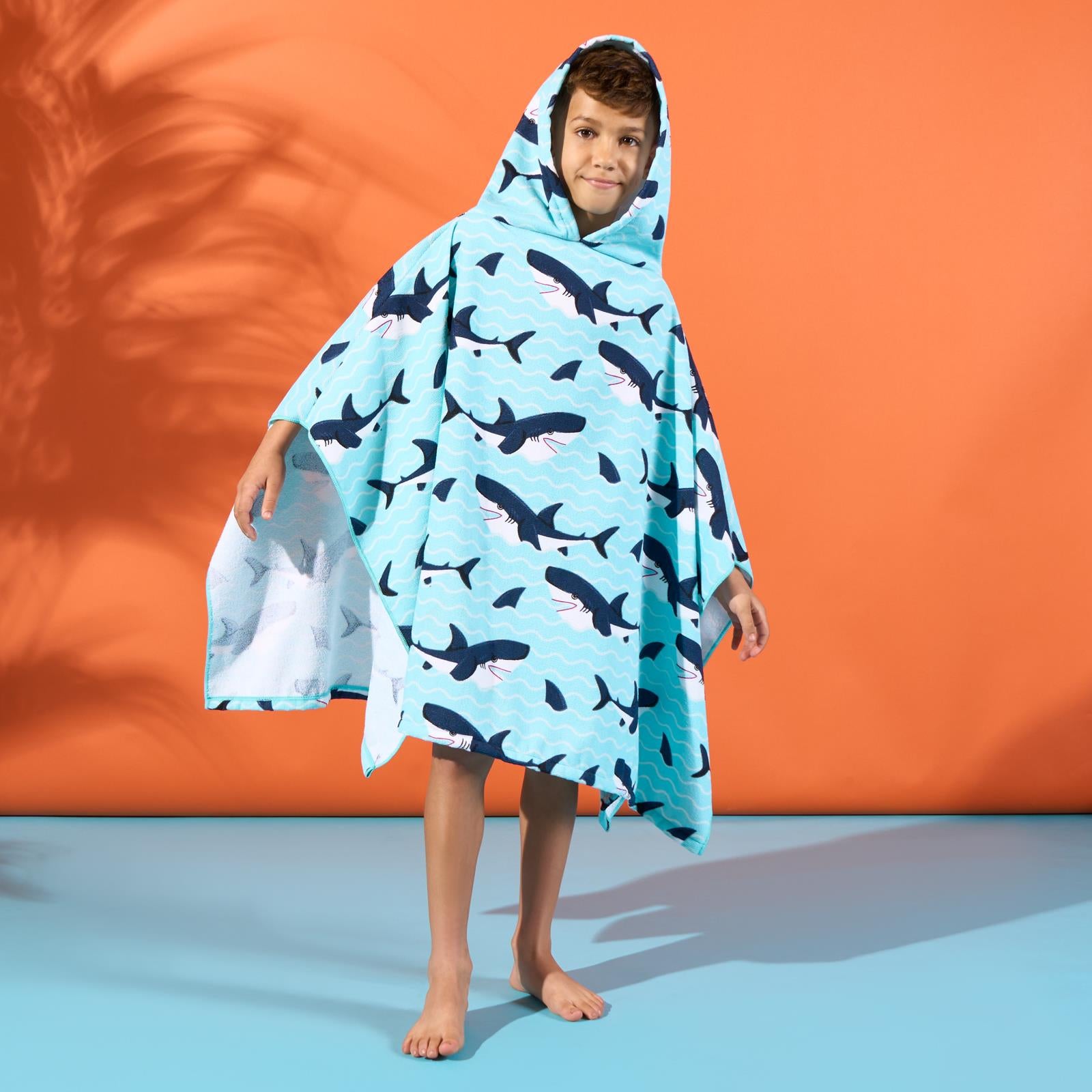 Kids Poncho Beach Towel Hooded Quick Dry Microfibre Holiday Swimming Absorbent