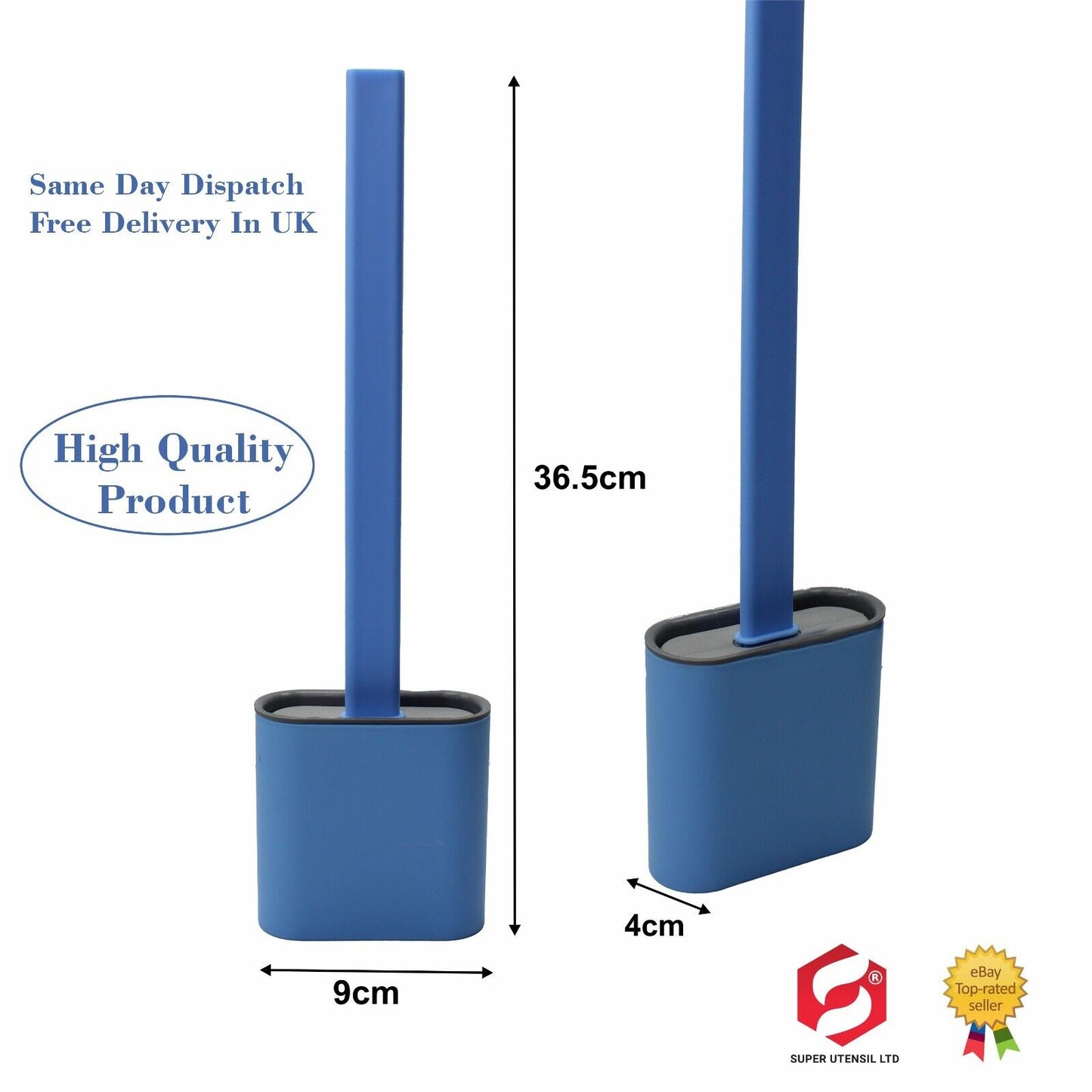 Toilet Brush & Toilet Brush Holdersilicone Soft TPR Cleaning Brush Full Set 2PK