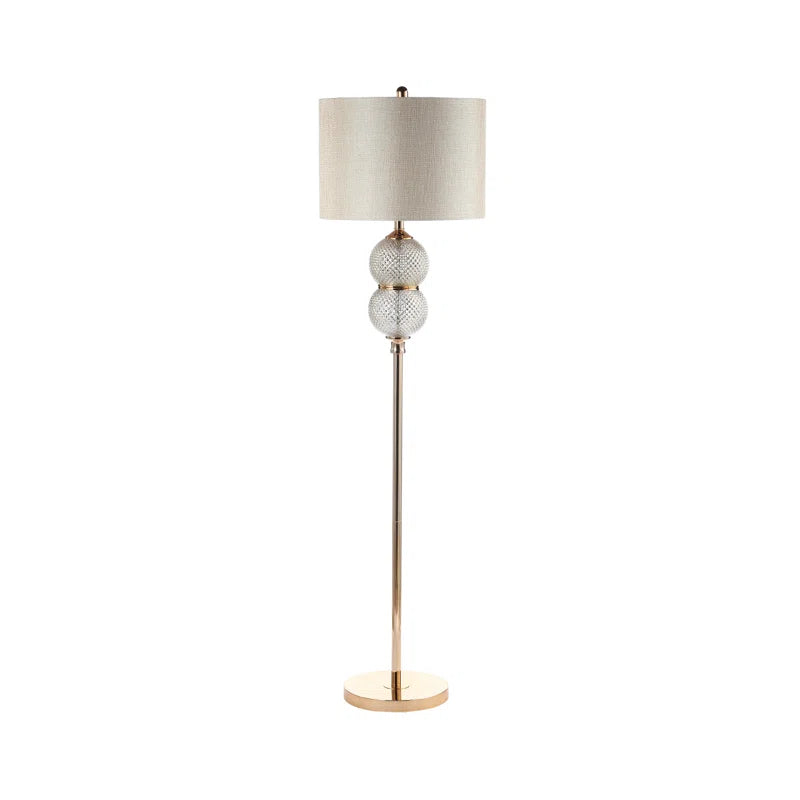 Axiry 157.5Cm Living Room Floor Lamp with Glass & Metal Base, Floor Standing Corner Lamp with Linen Shade