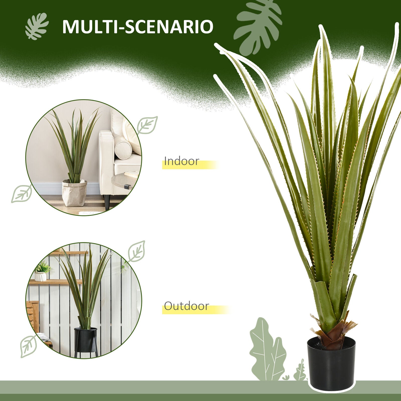 Decorative Artificial Plants Agave, Indoor Outdoor Potted Fake Plants