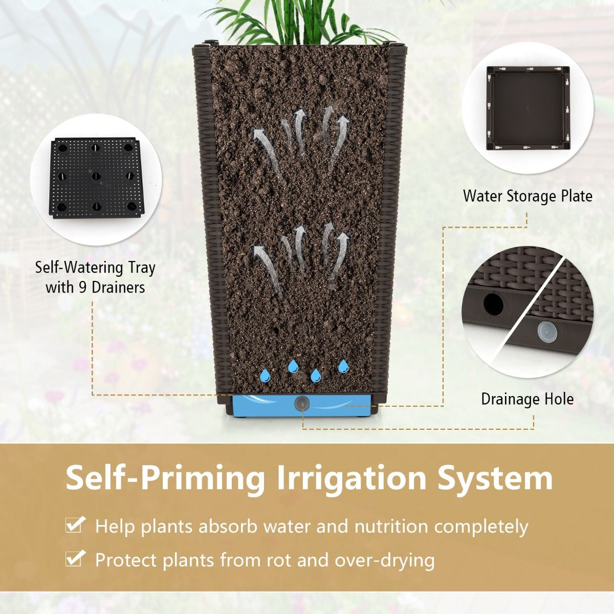 Outdoor Wicker Flower Pot Set of 2