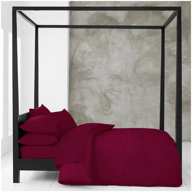 Cotton Blend Solid Colour Duvet Cover with Pillowcases