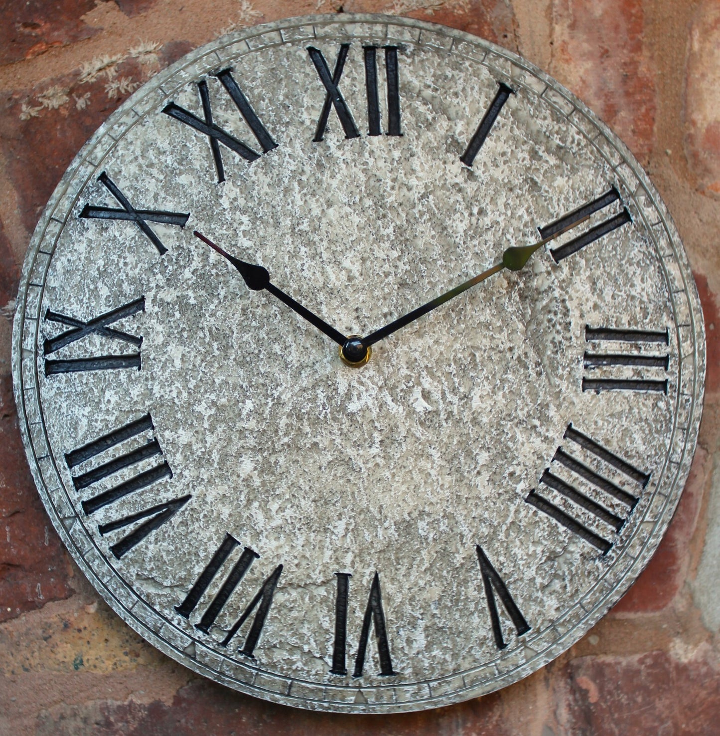 Wall Clock Garden Station Ornament Outdoor Stone Effect 12 Inch