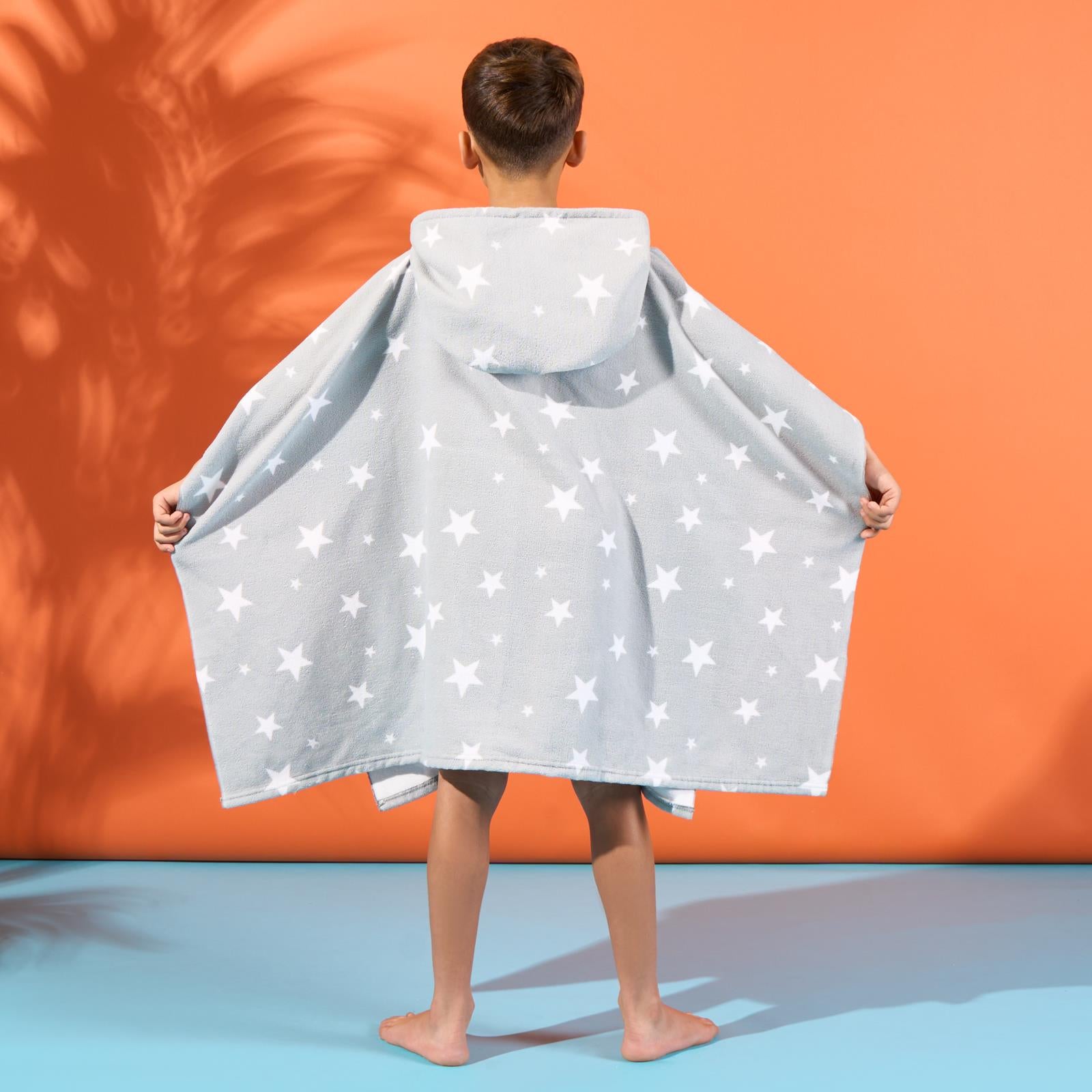 Kids Poncho Beach Towel Hooded Quick Dry Microfibre Holiday Swimming Absorbent