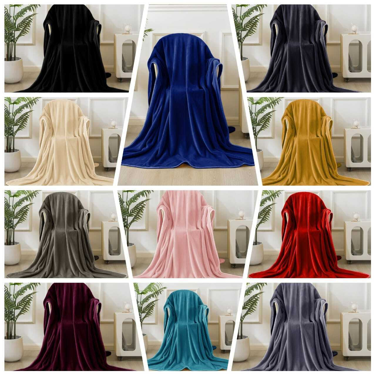 Large Fleece Blanket Throw Reversible Soft Warm Bed Sofa Blanket Double & King