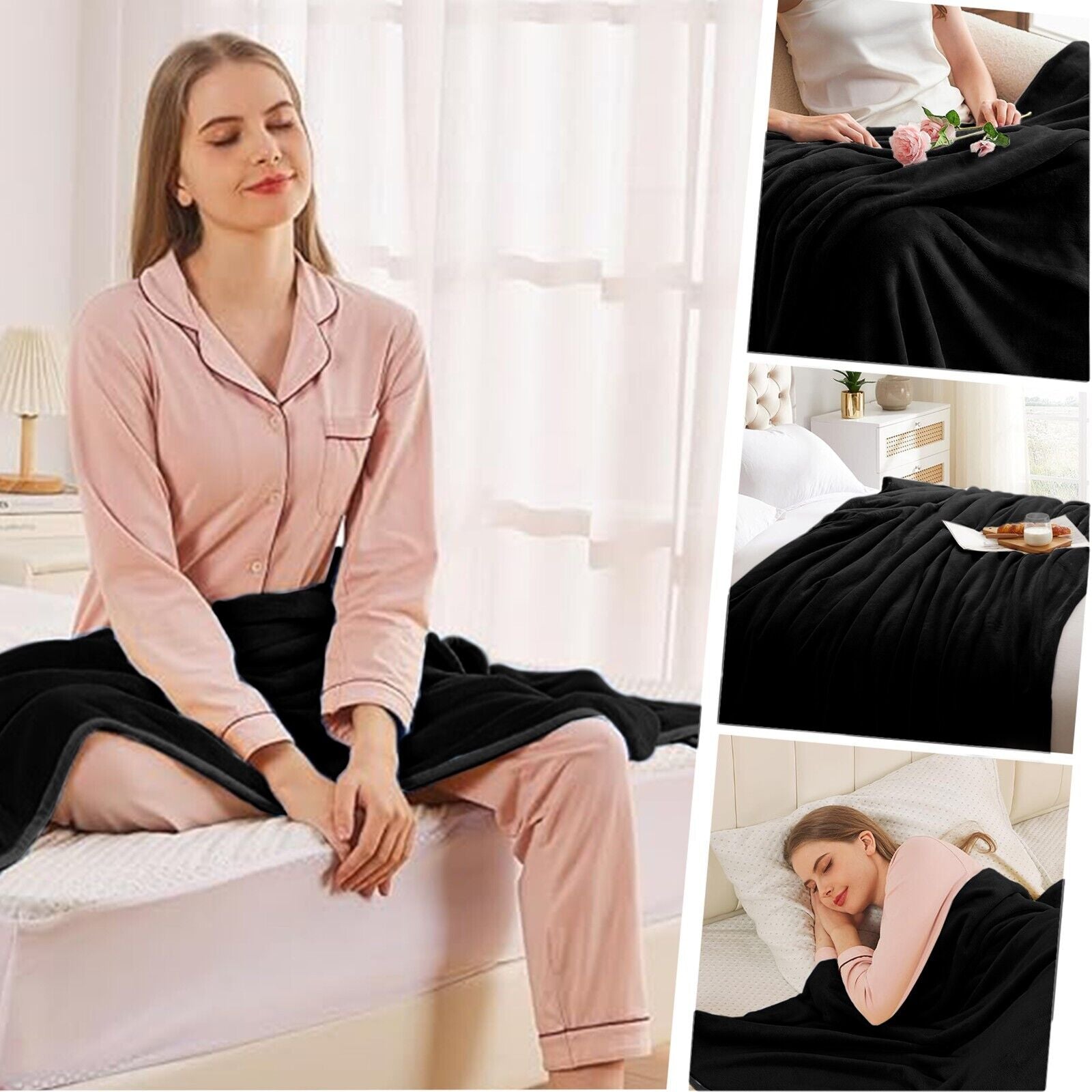 Large Fleece Blanket Throw Reversible Soft Warm Bed Sofa Blanket Double & King