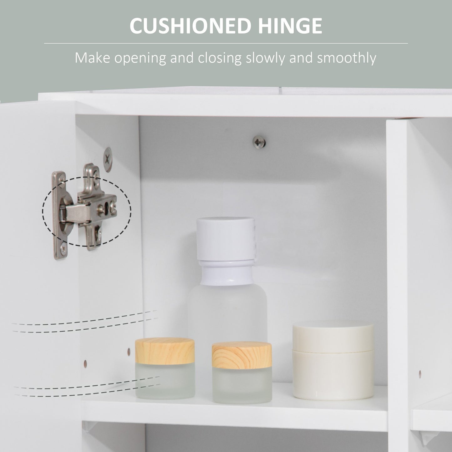 Bathroom Mirror Cabinet Wall Mount Storage Organizer W/ Door, Shelves, White