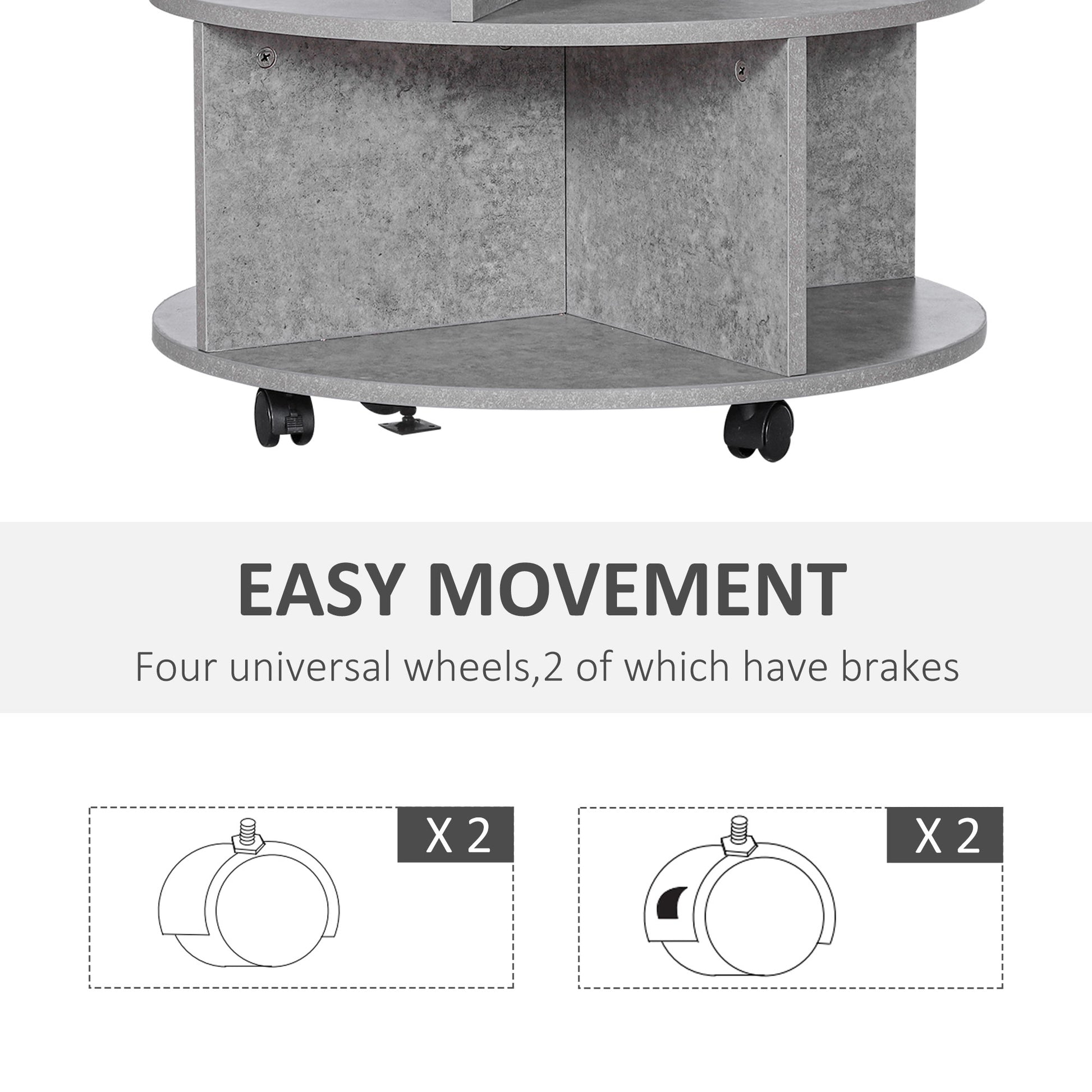 3 Tier round Coffee Table with Storage Shelves for Living Room