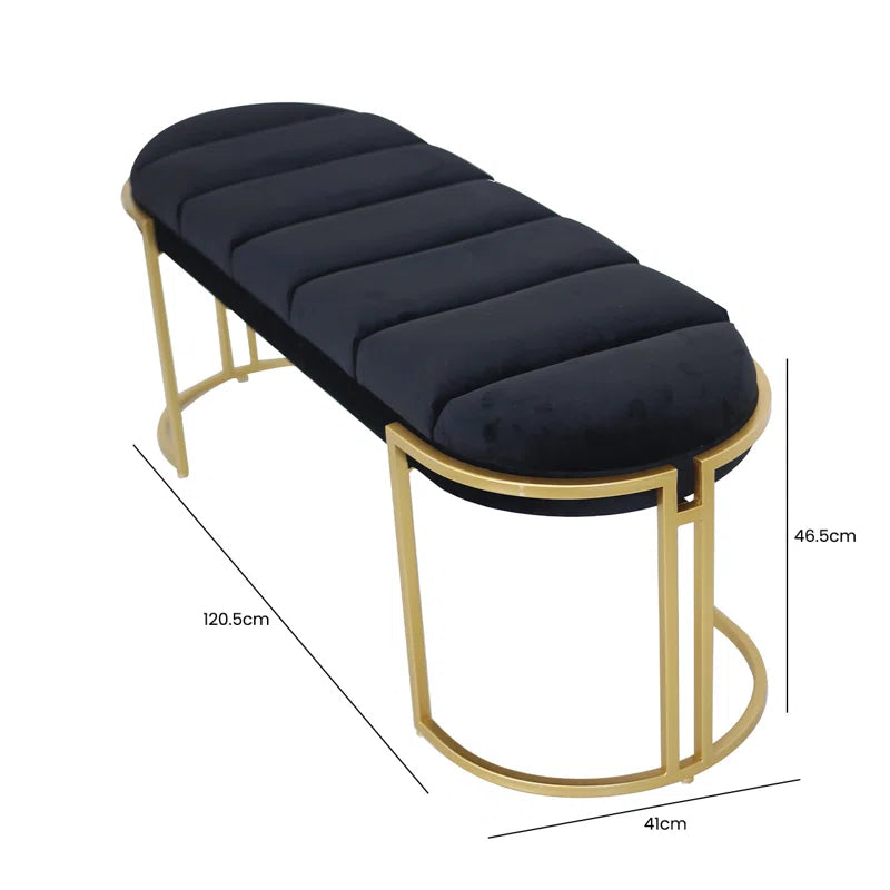 Adalya Velvet Tufted Bench for Bedroom Furniture, Modern Accent Bench with Iron Metal Legs