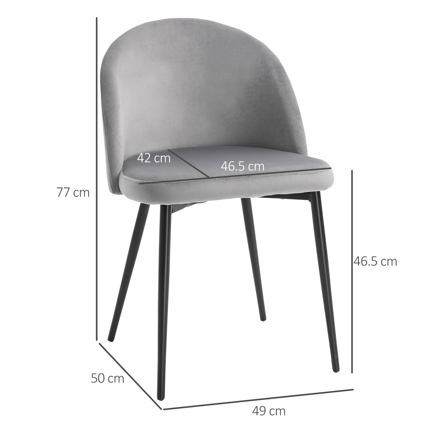 2 Pieces Modern Upholstered Fabric Bucket Seat Dining Chairs Living Room