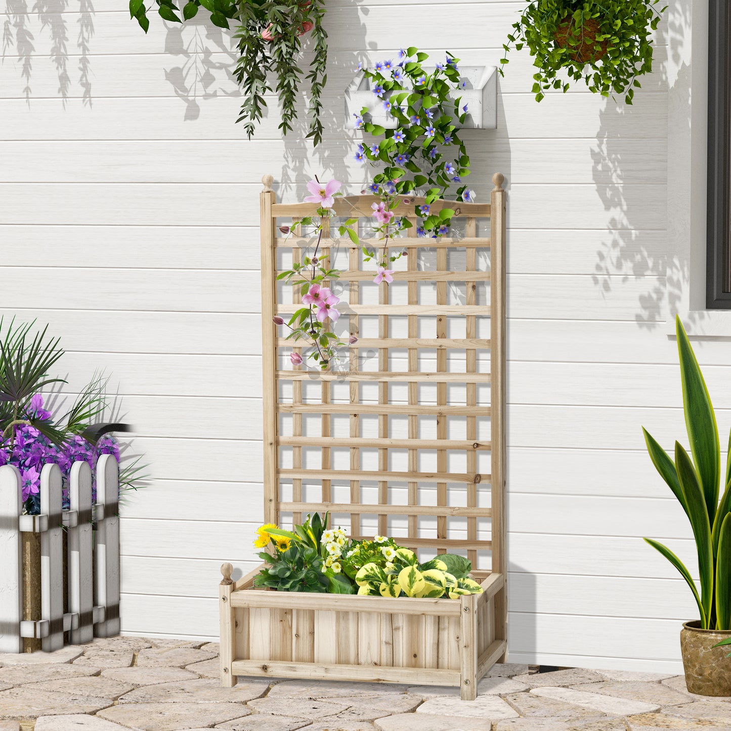 Garden Planters with Trellis for Climbing Vines Indoor Outdoor