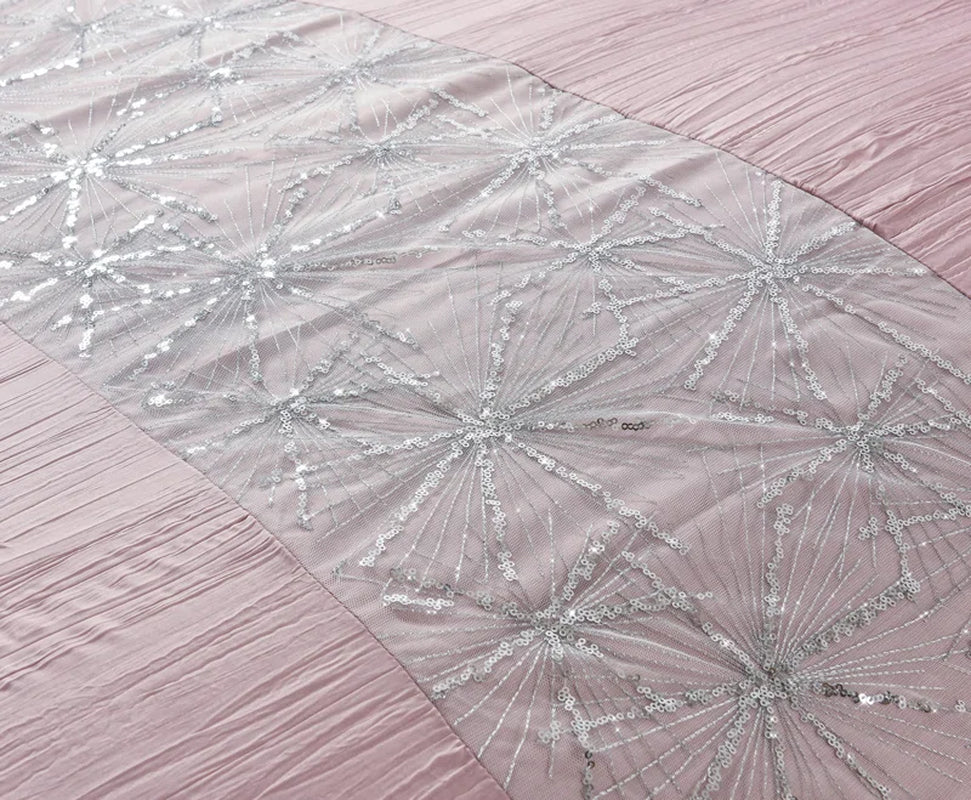 Crinkle Glitter Sequin Panel Shimmering Duvet Set