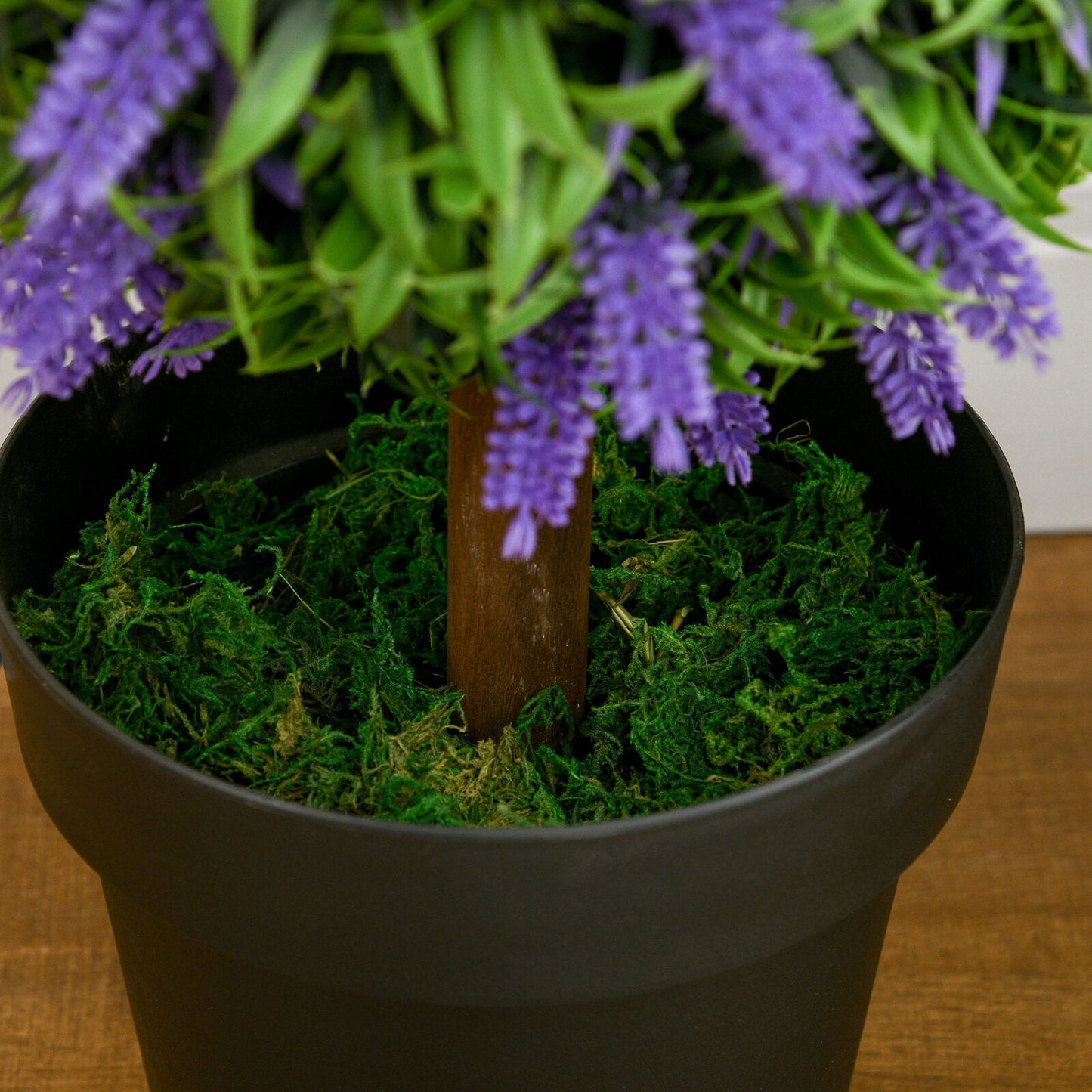 HOMCOM Set of 2 Potted Artificial Plants Ball Tree with Lavender Flowers, 110Cm