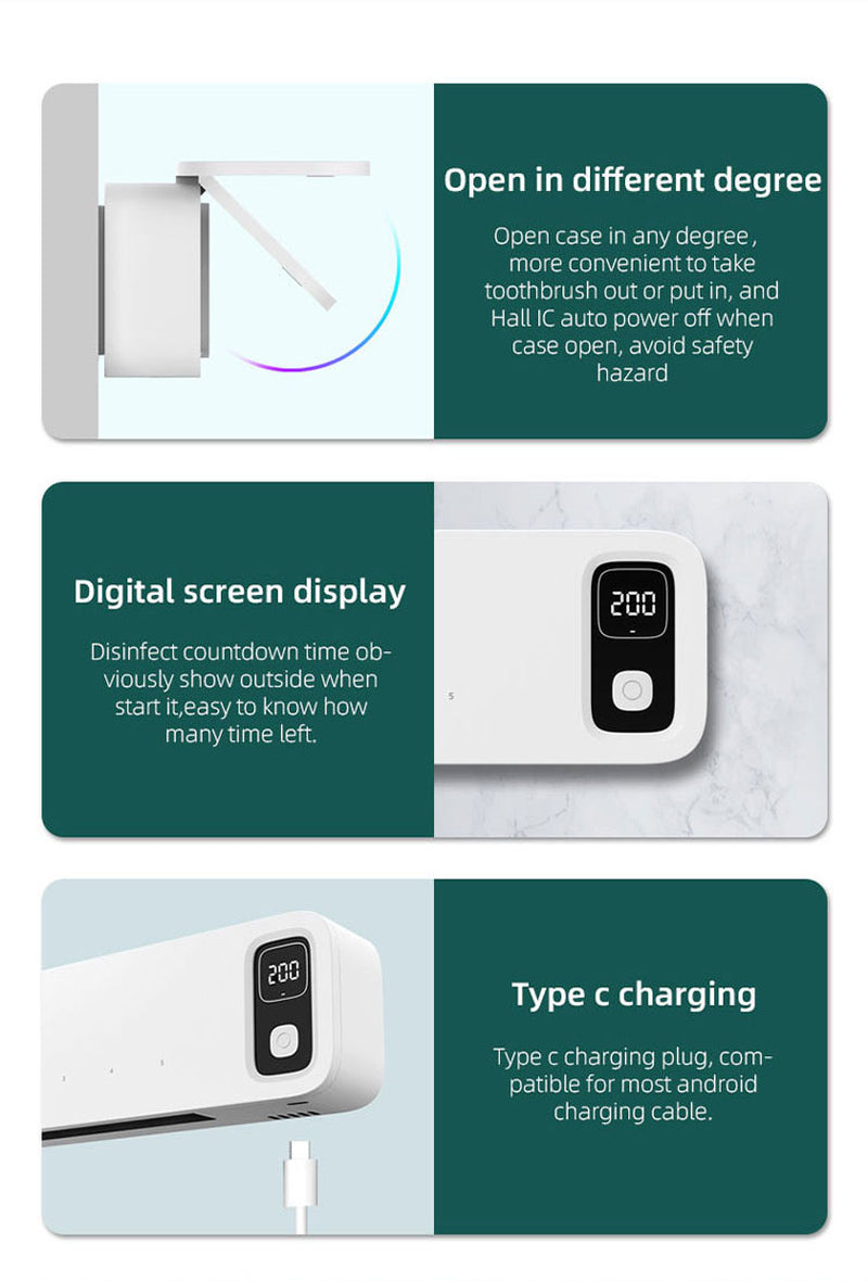 Caredite 2023 Toothbrush Sterilizer Holder with New Multi Colors, Fast Drying Professional Home Toothbrush Sterilizer Protect Your Family Oral Health Bathroom Wall-Mounted Adjustable