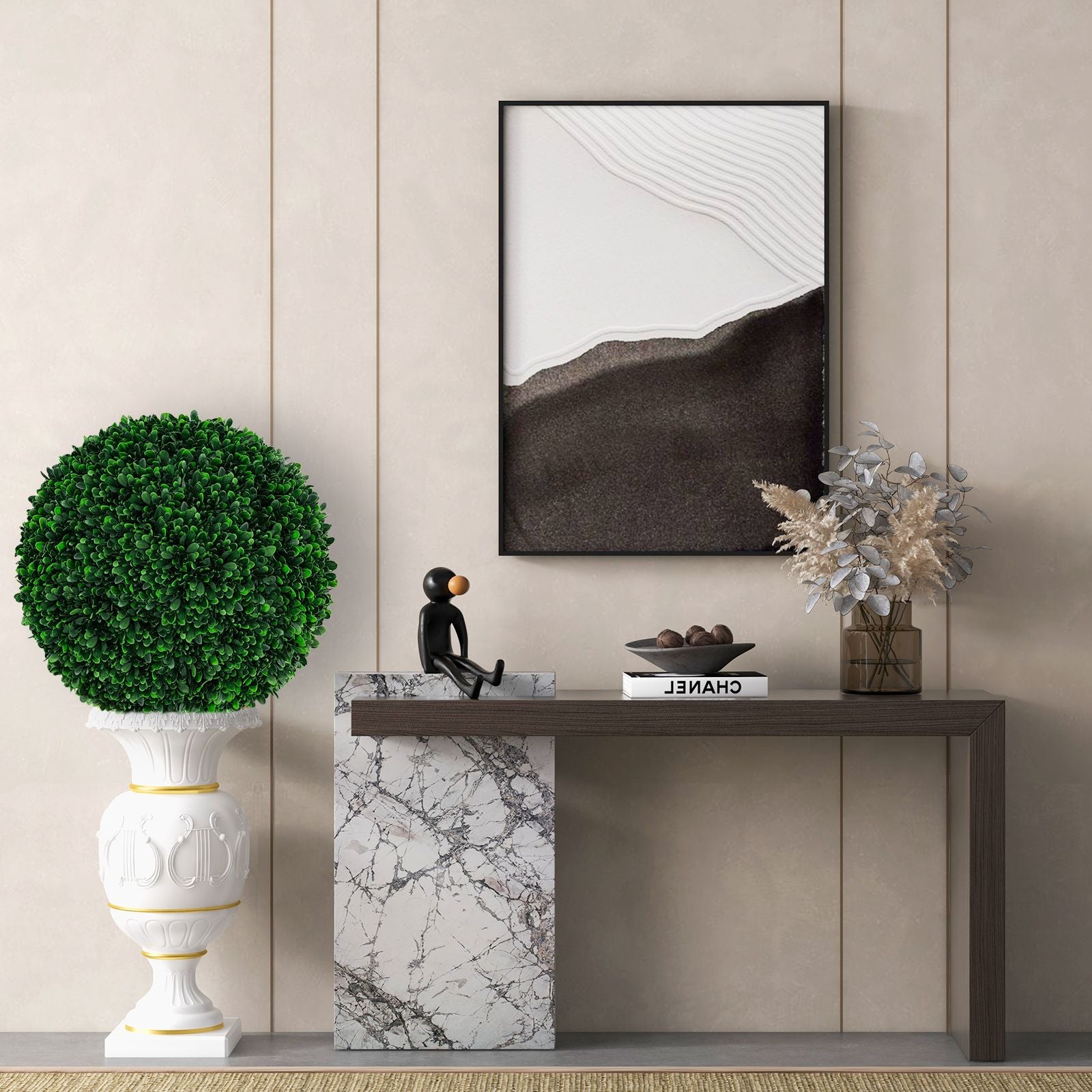 2 Pieces 52 CM Artificial Topiary Balls with 20 Zip Ties