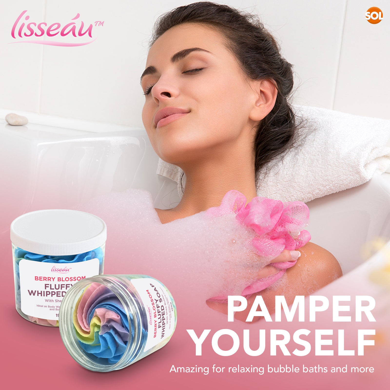 Whipped Soap Shower Fluff Shea Butter Whip 190G Berry Blossom Scented Bath Body