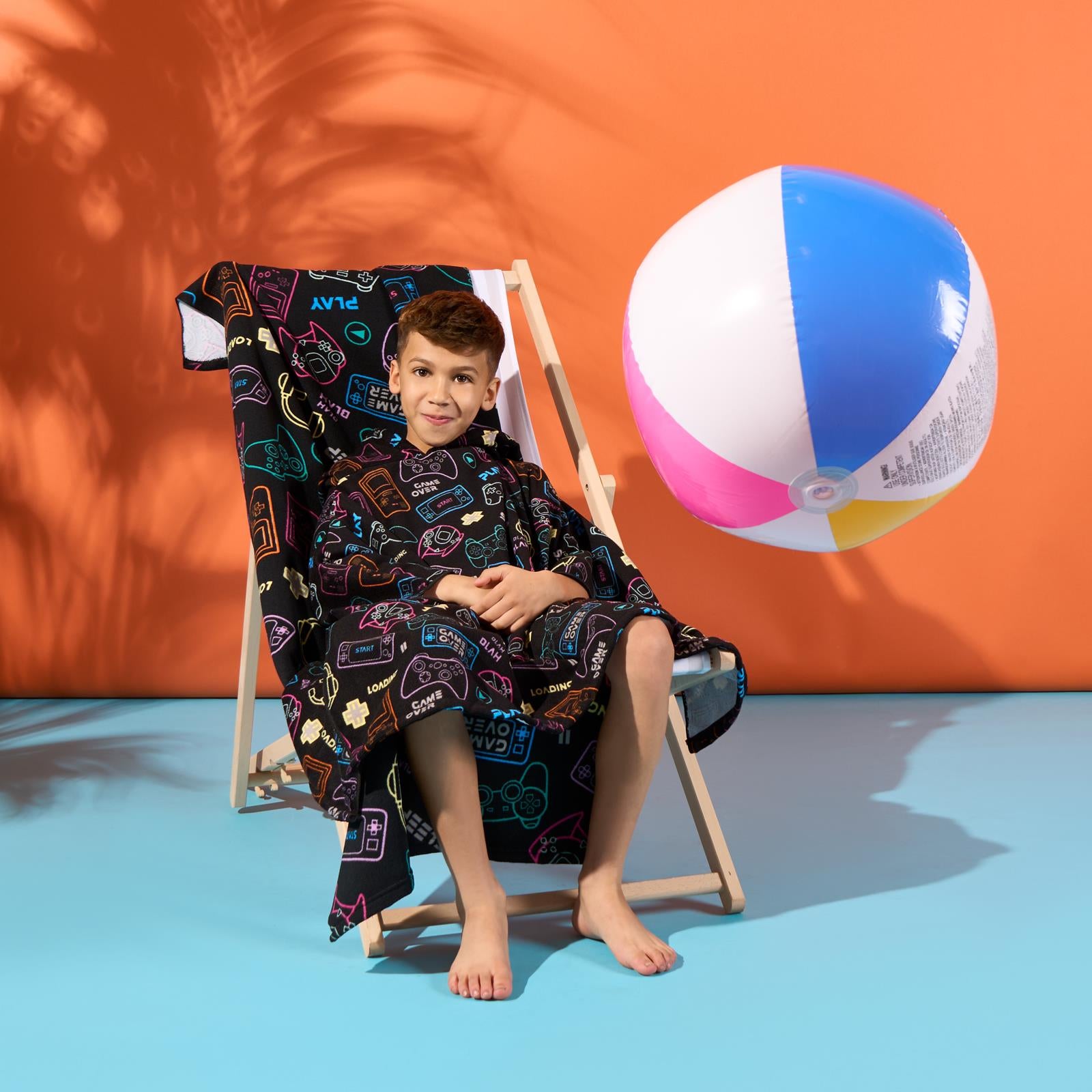 Kids Poncho Beach Towel Hooded Quick Dry Microfibre Holiday Swimming Absorbent