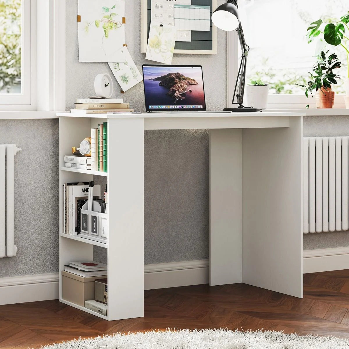 Computer Desk with Bookshelf for Study Living Room