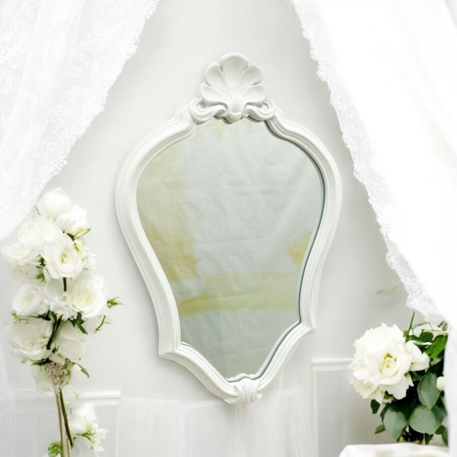 Elegant White Wall Mirror 37Cm X 26Cm Stylish Home Decor & Perfect Xmas Gift