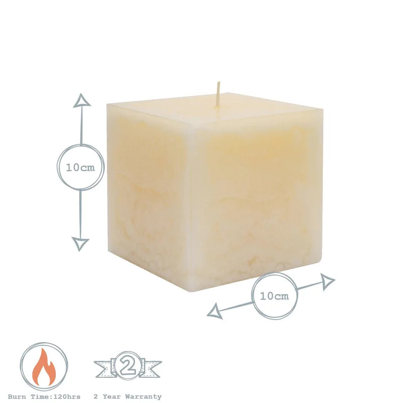 - Square Vanilla Pillar Candles - 120 Hours - Cream