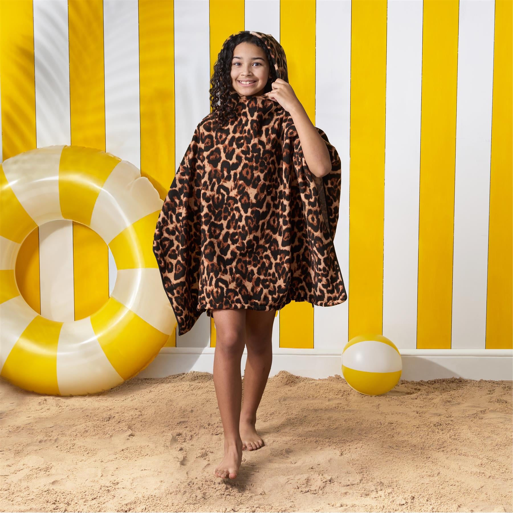 Kids Poncho Beach Towel Hooded Quick Dry Microfibre Holiday Swimming Absorbent