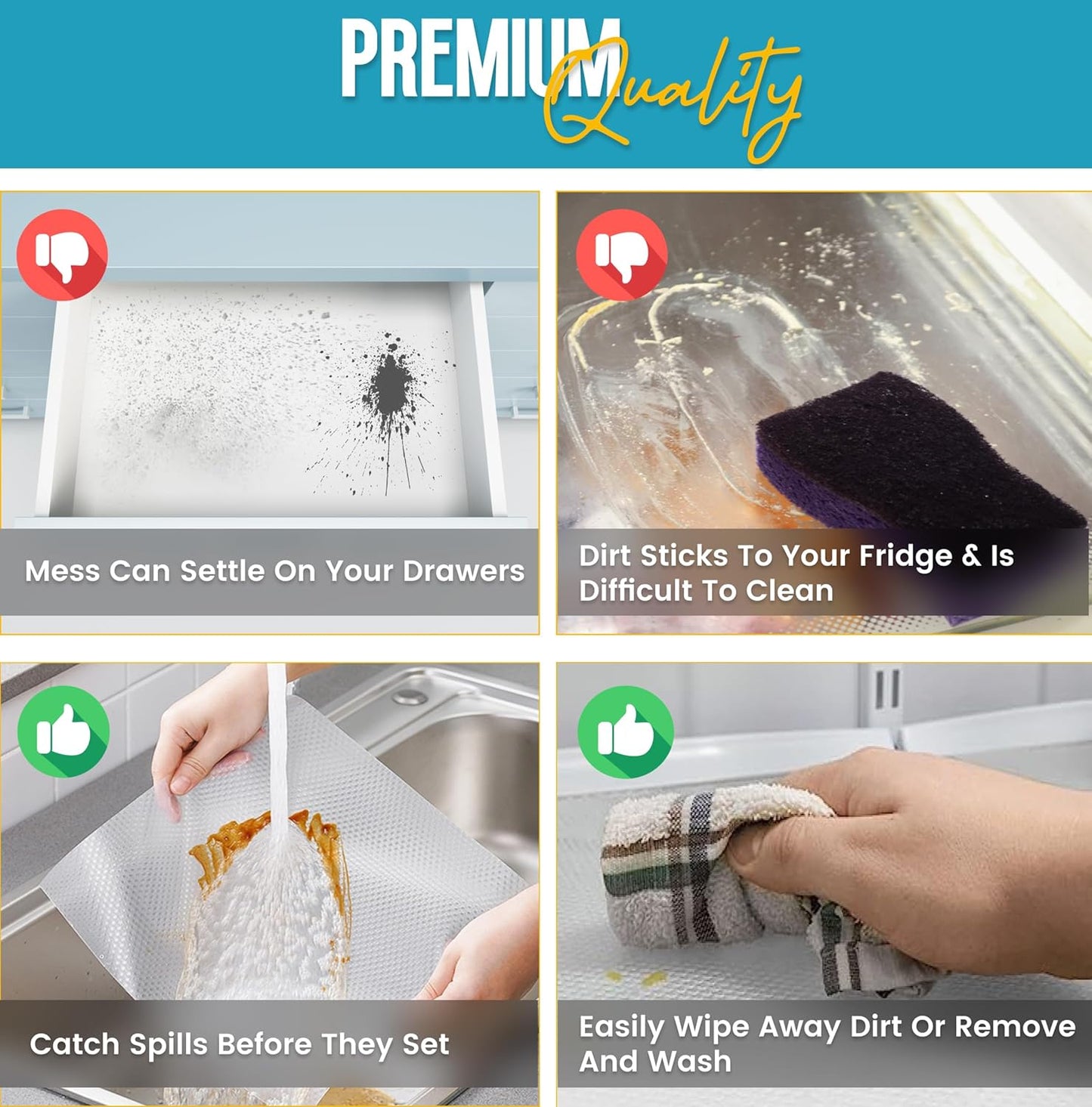 Kitchen Drawer Liners by Linda’S Essentials (30 X 200 Cm) - Non-Slip Cupboard & Fridge Mats, Protects from Spills, Multi-Use Shelf & Cabinet Liner, Great Kitchen Accessory (Clear)