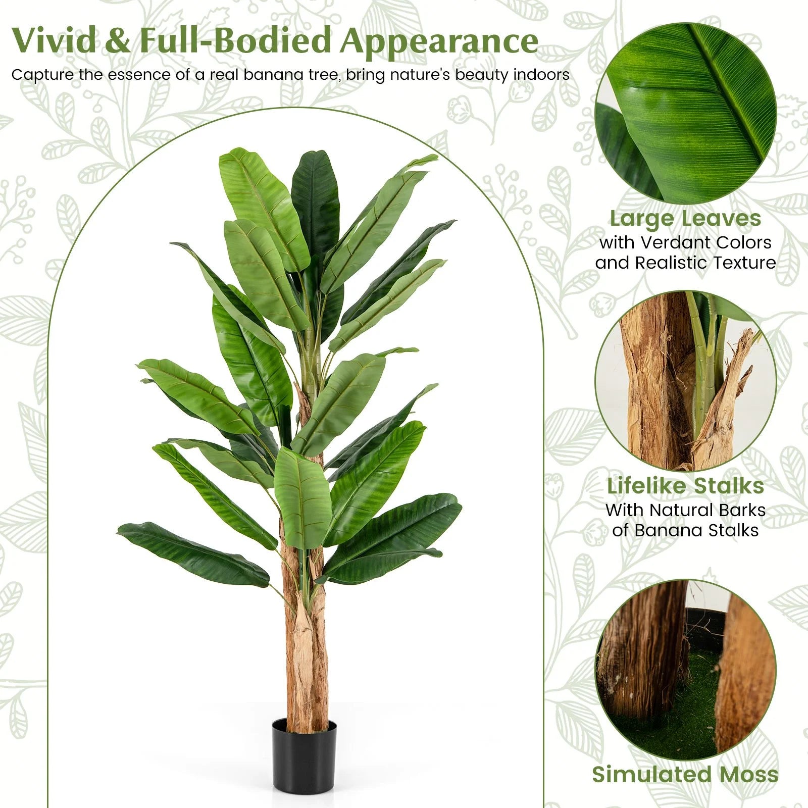 195Cm Tall Artificial Banana Tree with 27 Large Leaves