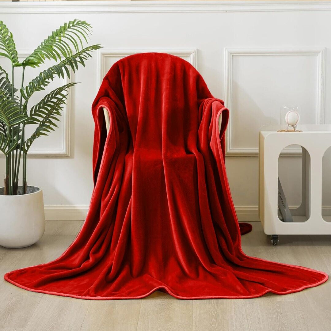 Large Fleece Blanket Throw Reversible Soft Warm Bed Sofa Blanket Double & King