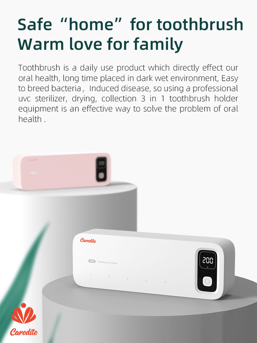 Caredite 2023 Toothbrush Sterilizer Holder with New Multi Colors, Fast Drying Professional Home Toothbrush Sterilizer Protect Your Family Oral Health Bathroom Wall-Mounted Adjustable