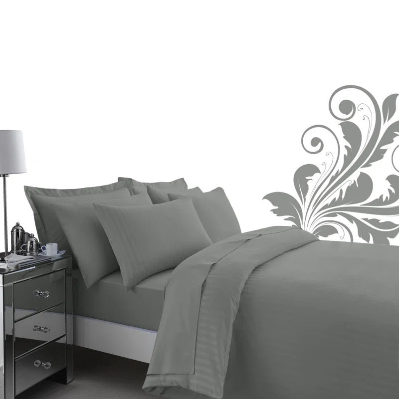 Cotton Striped Duvet Cover with Pillowcases