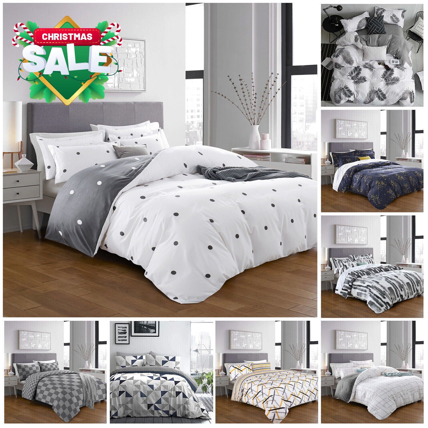 Luxury Reversible Duvet Cover Quilt Cover Bedding Set Single Double King Size