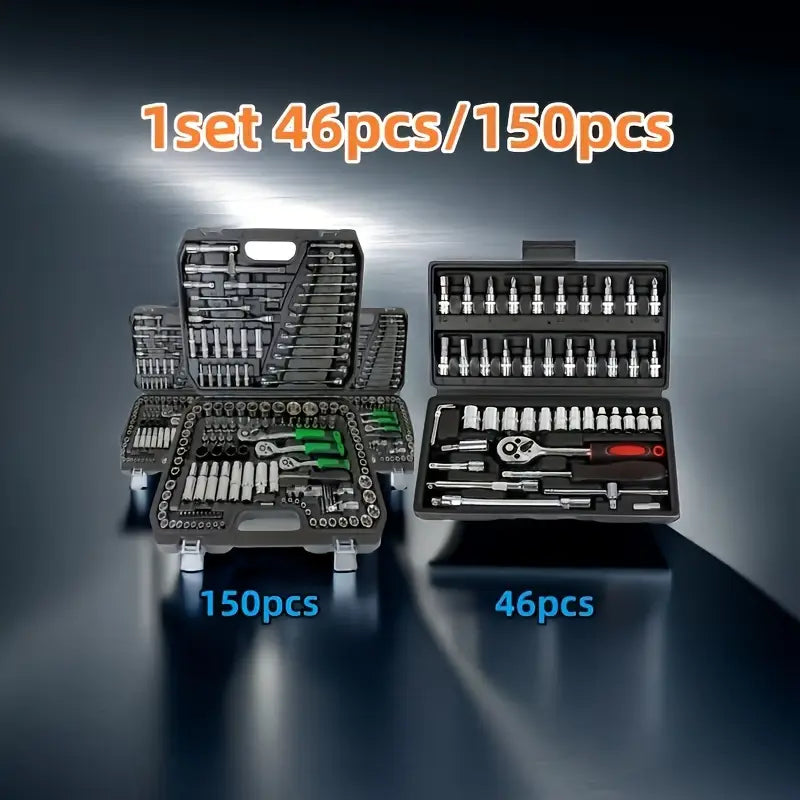 Chrome Vanadium Steel Tool Set – 46 & 150-Piece Kits with Storage Case