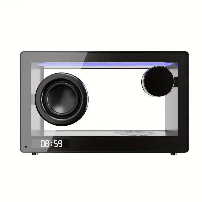 Transparent Glass 5.1 Wireless Speaker with Digital Clock, Ambient Light & SD Card Playback
