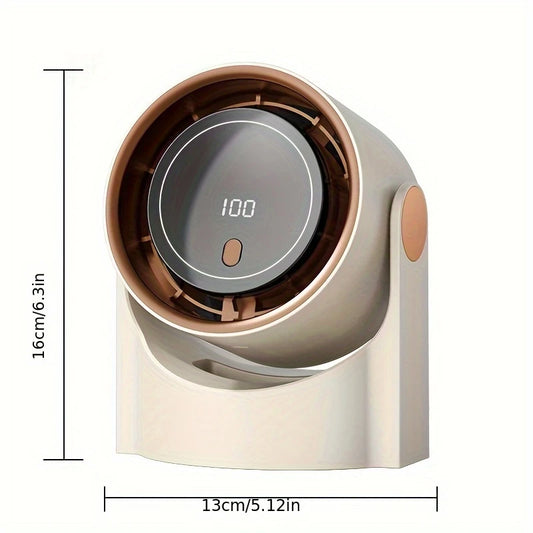 USB Rechargeable Desk Fan with Digital Display, Multi-Speed, Timer & Hanging Hook