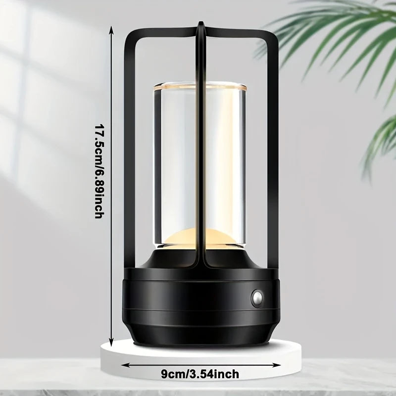 1pc Vintage Metal LED Table Lamp with Touch Control & USB Rechargeable