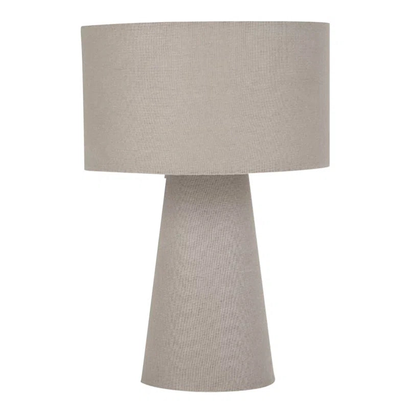Set of 2 Cone - Grey Fabric Table Lamps or Bedside Lights.