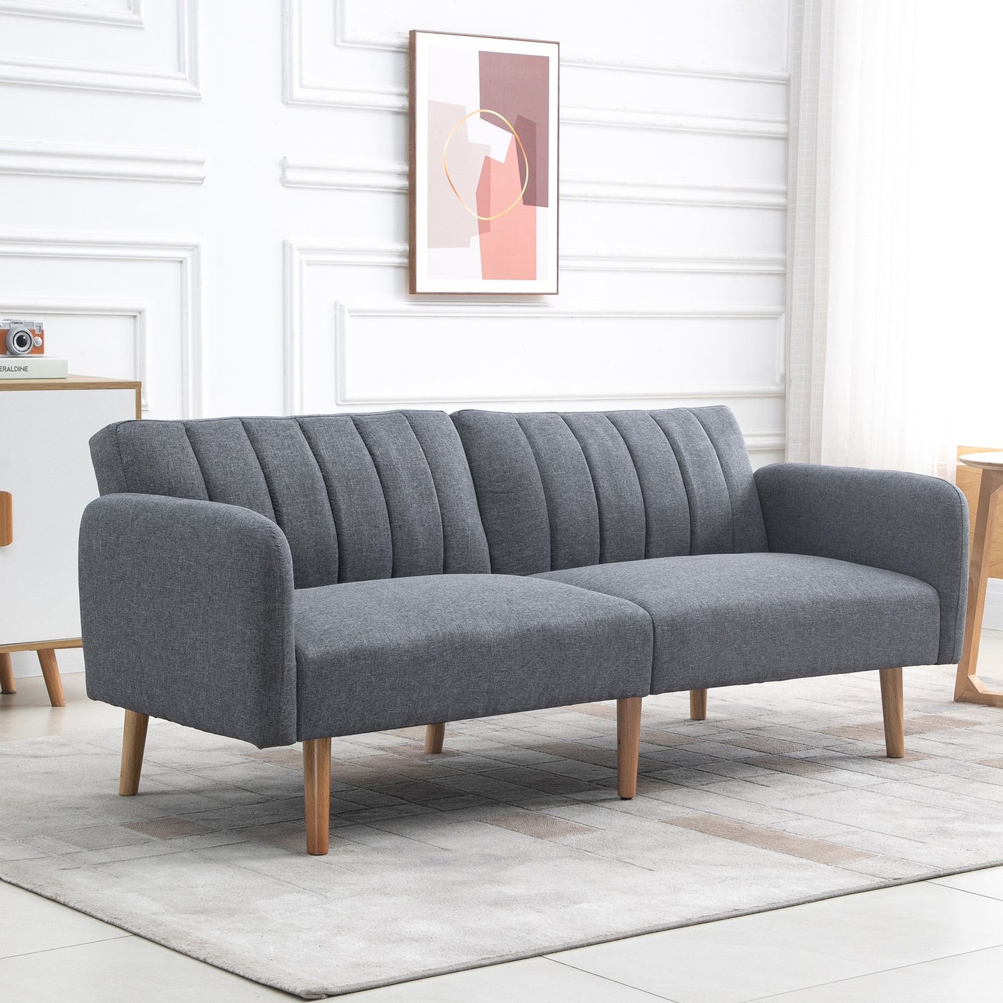 HOMCOM 3 Seater Sofa Bed W/ Adjustable Backrest for Living Room, Guest Room