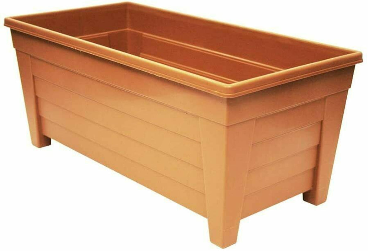 Plant Pot Trough Extra Long Plastic Planter Outdoor Garden 55Cm Black/Brown