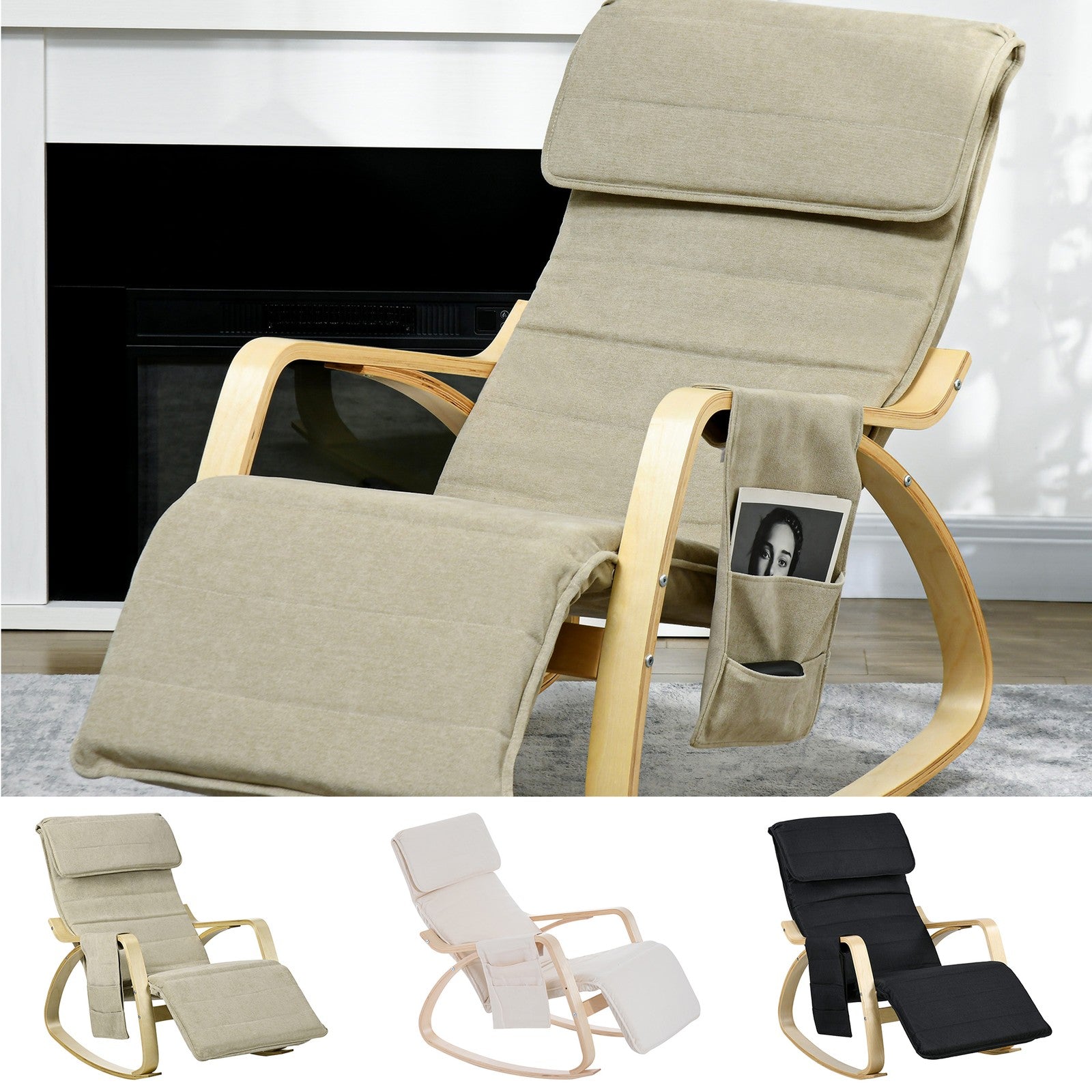 Modern Rocking Lounge Chair Recliner with Adjustable Footrest
