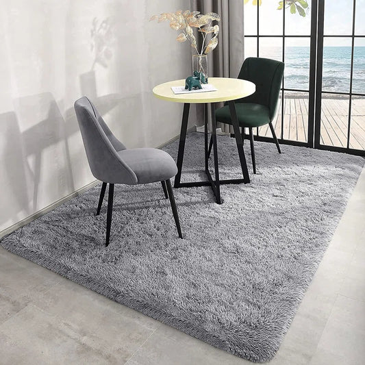 Abria Soft Fluffy Grey Indoor / Outdoor Living Room Area Rug