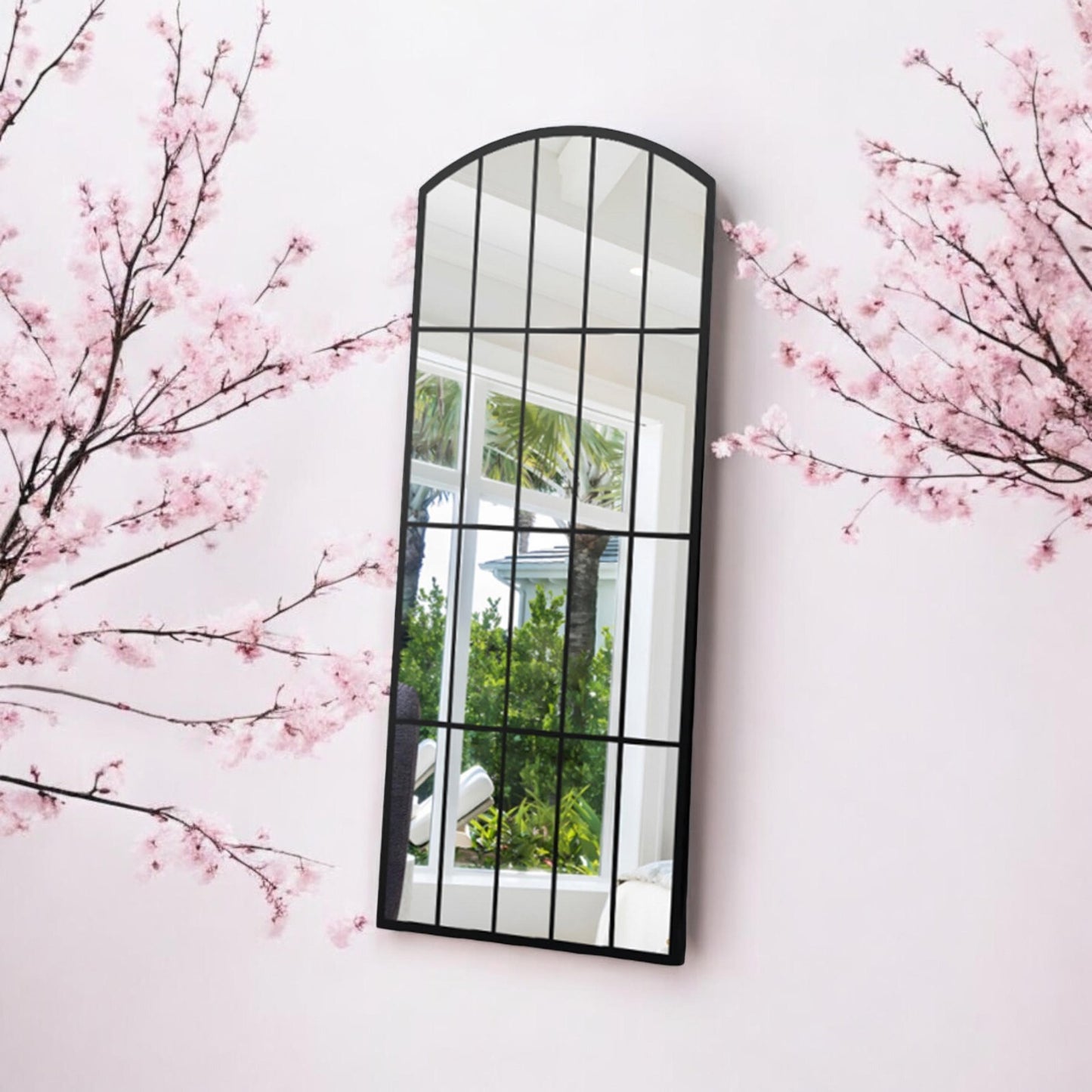 Framed Arched Mirror Wall Mounted Cast Iron Large Mirror Indoor Outdoor Garden